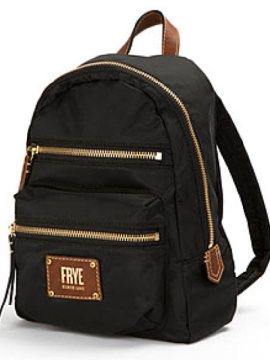 Frye Black Backpack with Brown Leather Accents and Gold Hardware main image 14